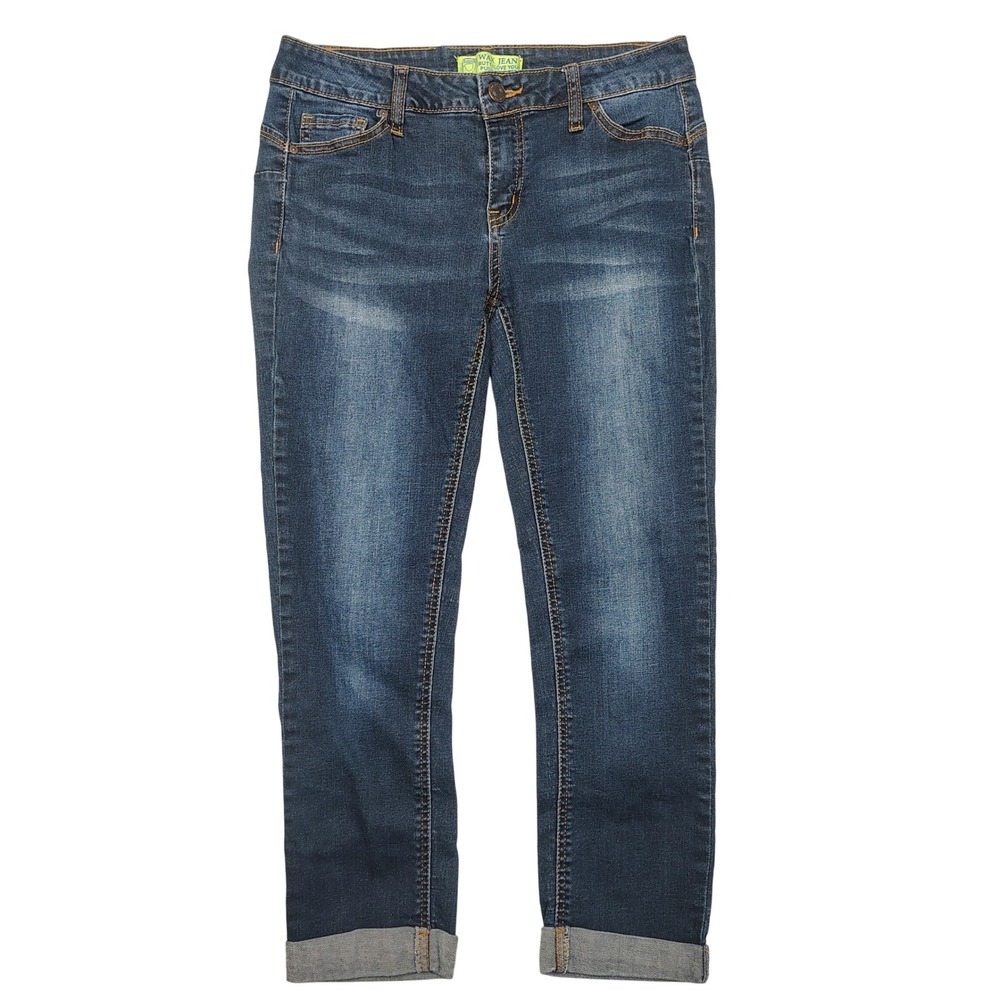 Wax Jean Capri Jeans Womens 9 Dark Blue Push Up Cuffed Stretch Denim 90029